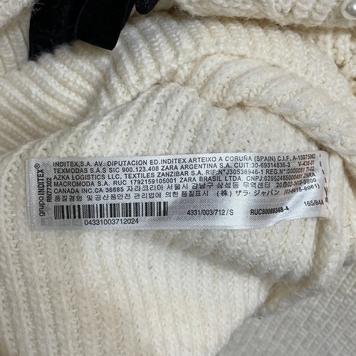 ZARA Pullover mit Rüschen und Zopfmuster ecru mit Perlen und Schleife Gr. Small 4331/003 - Bild 12 von 17