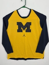 Nike Air Jordan Men's Dri Fit Long Sleeve Michigan Performance Jersey Shirt, XXL