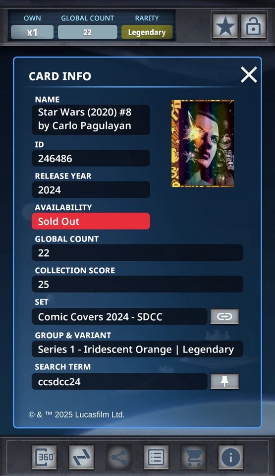 🔥Topps Star Wars Card Trader🔥Darth Vader Comic Cover Carlo Pagulayan 22cc🔥 - Image 3 of 3