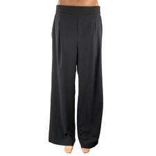 Women's Black High Waisted Pull On Wide Leg Baggy Career Trousers Pants Size 30