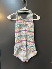 Garnet Hill Kids Girls' Sz 14 Ruffle-Trimmed Halter One-Piece Swimsuit