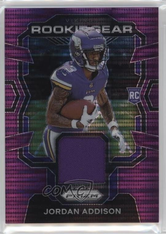 2023 Panini Prizm Rookie Gear Purple Pulsar Prizm Jordan Addison #RG-JA RC rp9