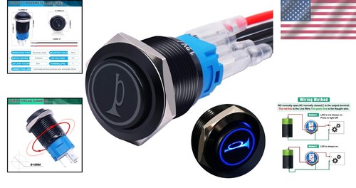 Black Stainless Steel Push Button Switch with Pre-wiring for Easy Installation - Picture 2 of 10