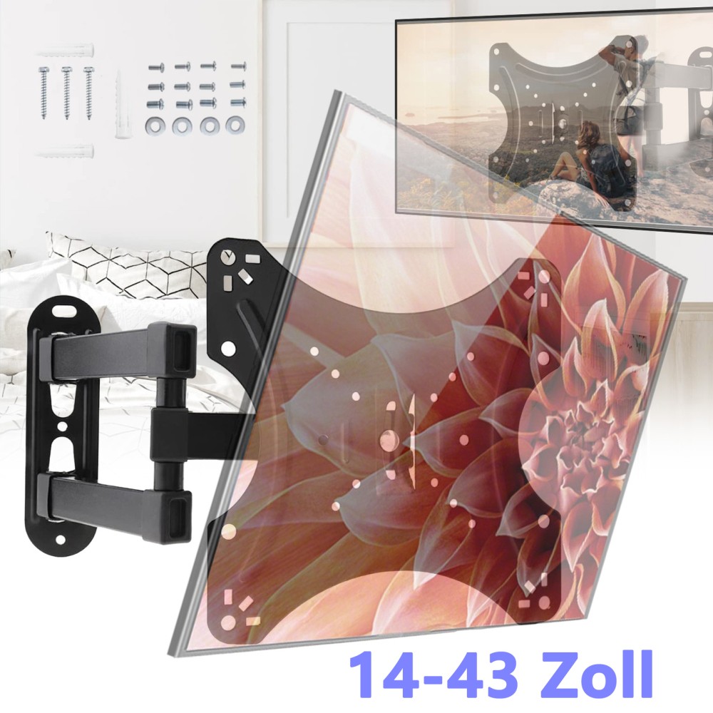 TV Fernseher Wandhalter Wandhalterung halterung neigbar schwenkbar 14-43 Zoll