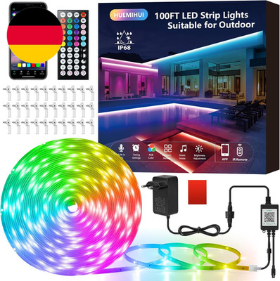 30M Outdoor LED Strip Lights, Wasserdicht IP68 Farbwechsel RGB LED Lights with I