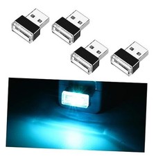 4 PCS USB LED Car Interior Atmosphere Lamp, Portable Mini LED Night Ice Blue