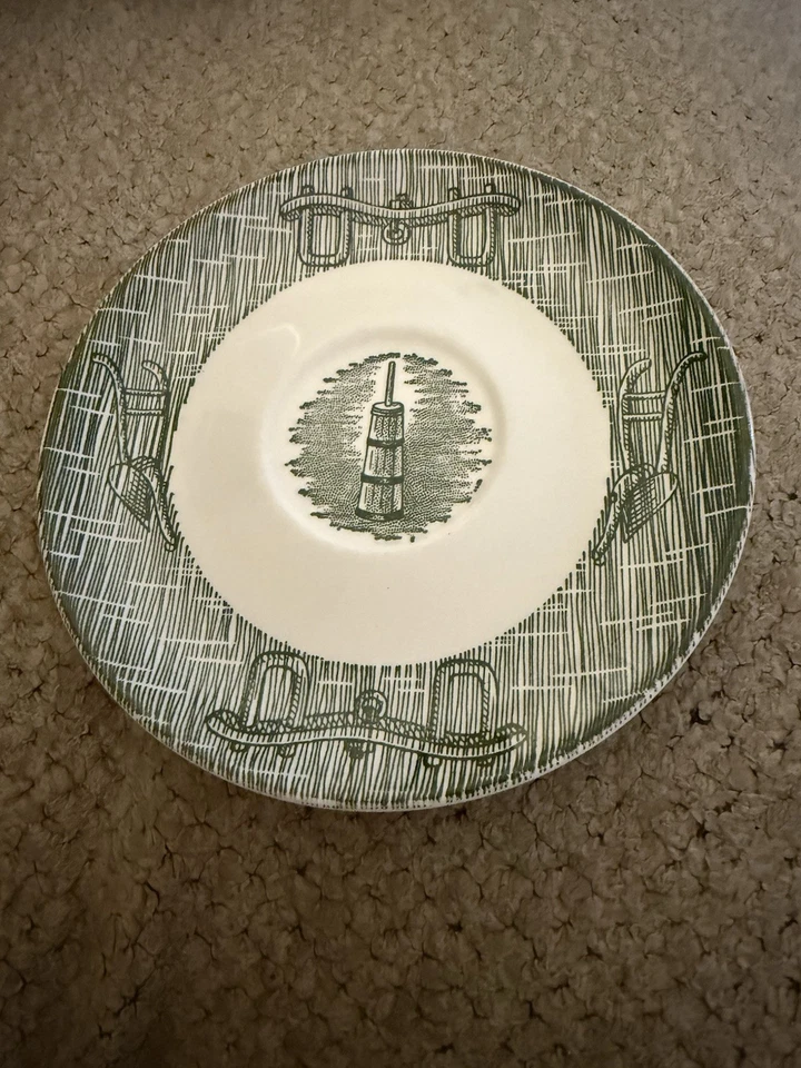 Platillos antiguos verdes Currier And Ives Butter Churn Foto 2 de 2