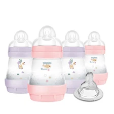 MAM 5oz Easy Start Anti-Colic Baby Bottles, Slow Flow with Bonus Medium Flow