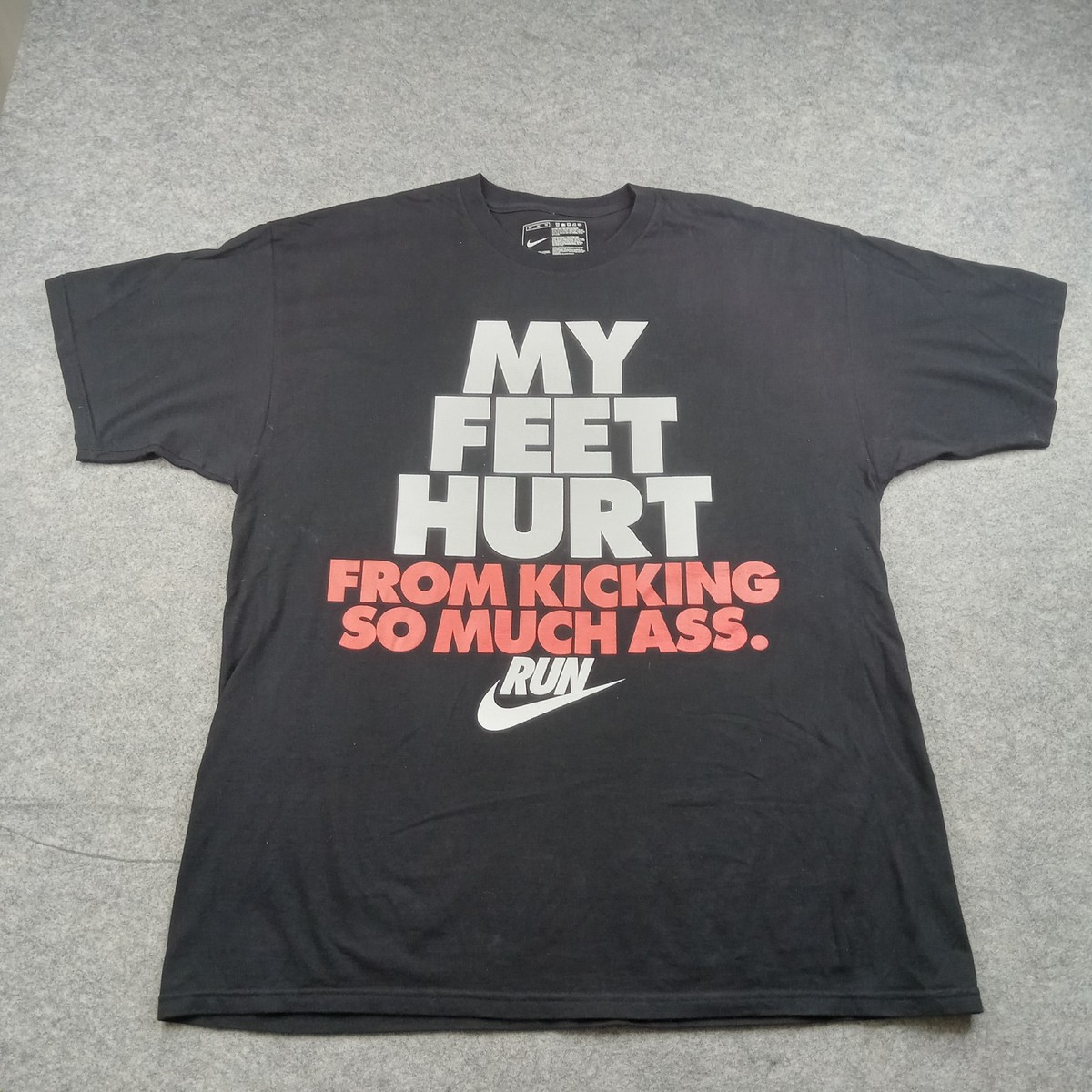 Nike Shirt Mens XL Black My Feet Hurt Run Graphic Tee Tagless
