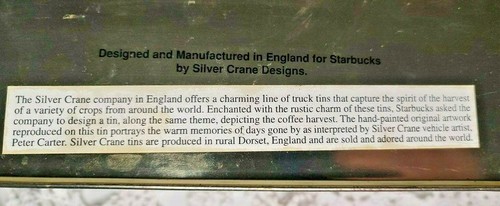 Starbucks Coffee Company Truck Tin By Silver Crane Designs Made In England - Picture 8 of 9