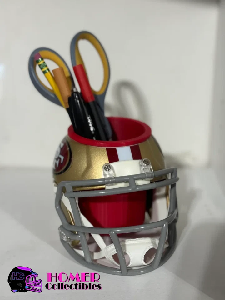 旧金山 49 人队迷你头盔书桌收纳盒 - NFL 办公室/曼洞装饰 — 第 2/3 张图片