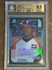 2005 Bowman Chrome Draft Refractor #134 Edison Volquez RC BGS 9.5 Gem Mint