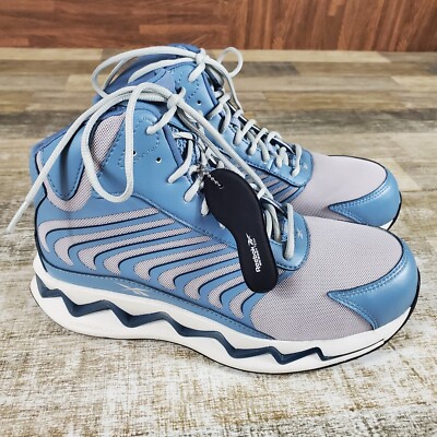 Reebok Zig Elusion Heritage Womens Work Shoes Sz 10 M Blue White Composite Toe