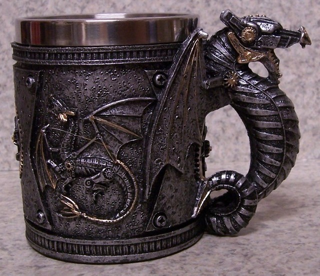 Tankard Goblet Mug Pewter Dragon 12 Ounce Pour Stainless Steel Insert