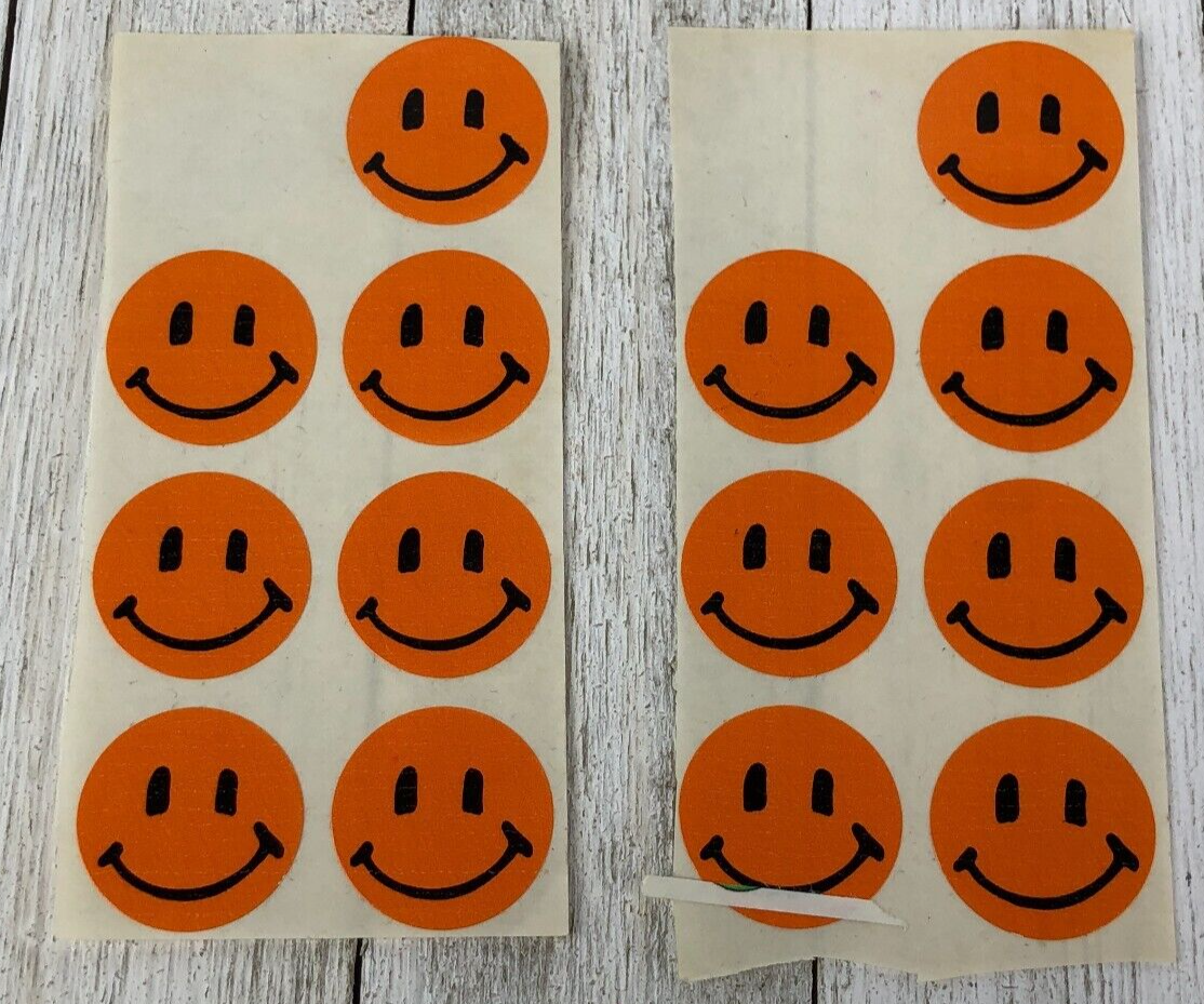 Vintage Orange Smiley Face Sticker Smile 1990s 1