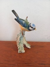 Vintage Goebel Blue Titmouse Bird ON Branch Porcelain Figurine,  1973, Germany