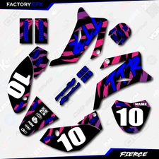 Retro Black & Blue Fierce Racing Graphics Kit fits 08-25 YAMAHA TTR110 TTR 110