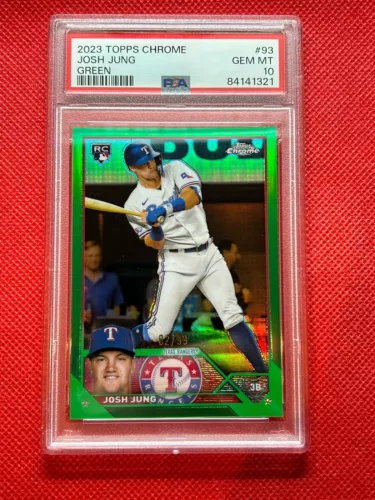 2023 Topps Chrome #93 Josh Jung Green Refractor  RC  #/99   PSA 10  POP 4