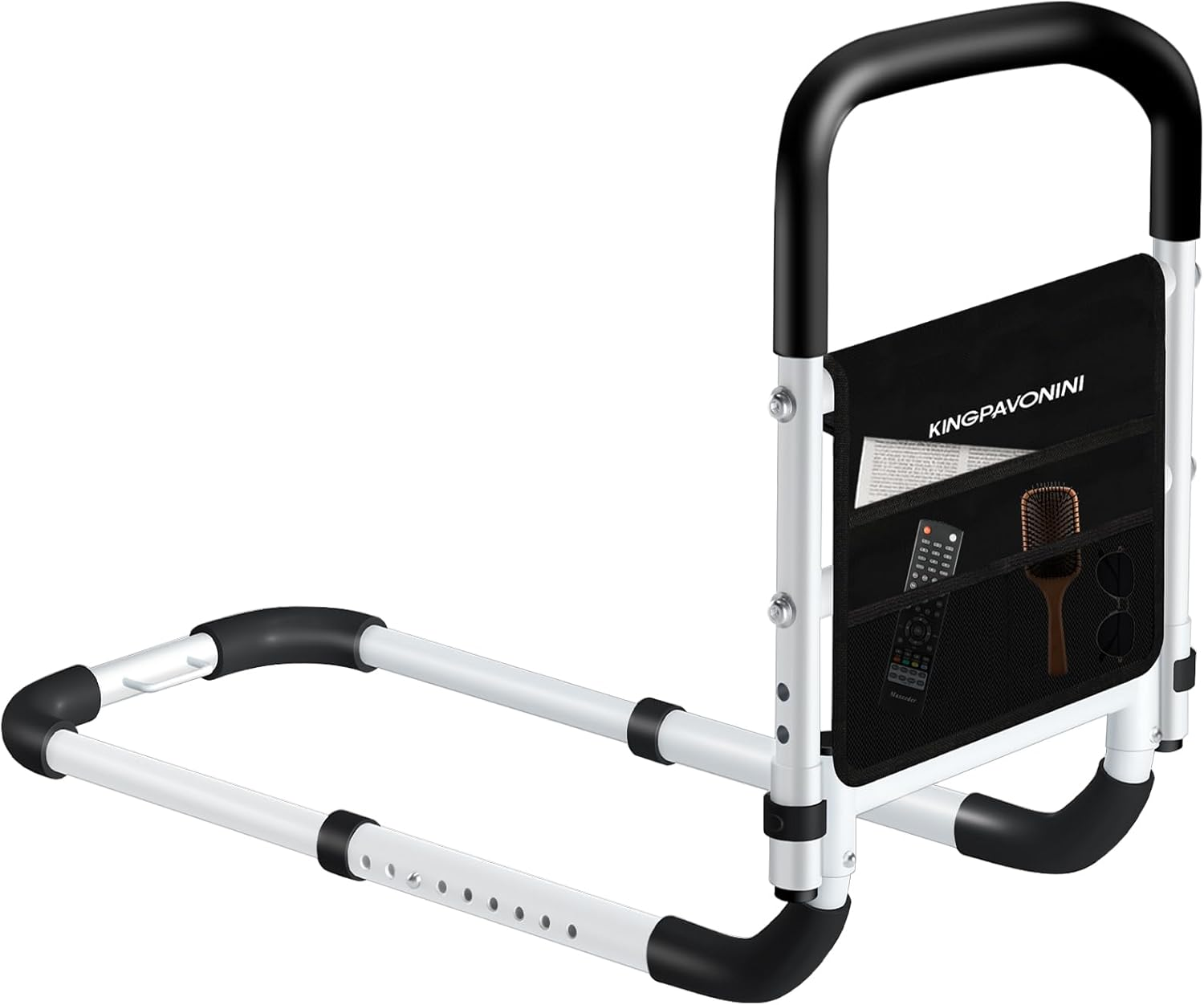 KingPavonini Adjustable Safety Bed Rails for Elderly Adults with Cane