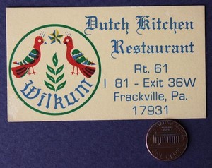 1970s Era Frackville Pennsylvania Dutch Kitchen Amish Restaurant
