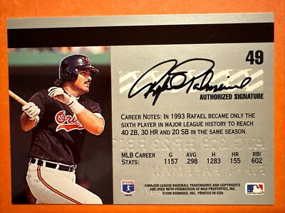💎1995 Studio Baseball #49 Rafael Palmeiro - Baltimore Orioles