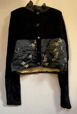 Vintage Varon Handloomed in USA Womens Black Button Up Crop Sweater Jacket  2