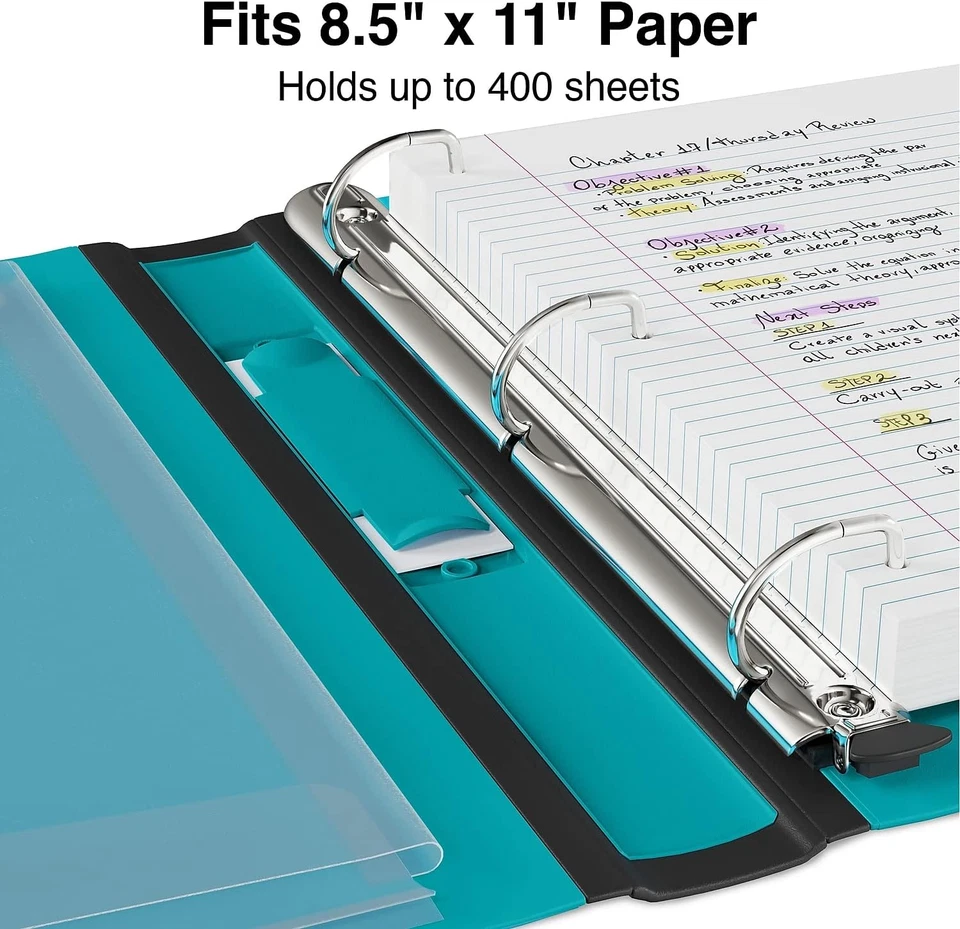 Grapas 651742 1,5 pulgadas 3 anillos mejor carpeta verde azulado (13468-Cc) Foto 4 de 4