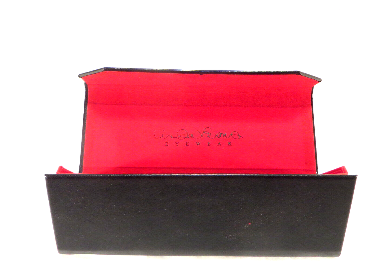 Eyeglass Case Linda Evans Black Hard Shell Red Velvet  display picture 2