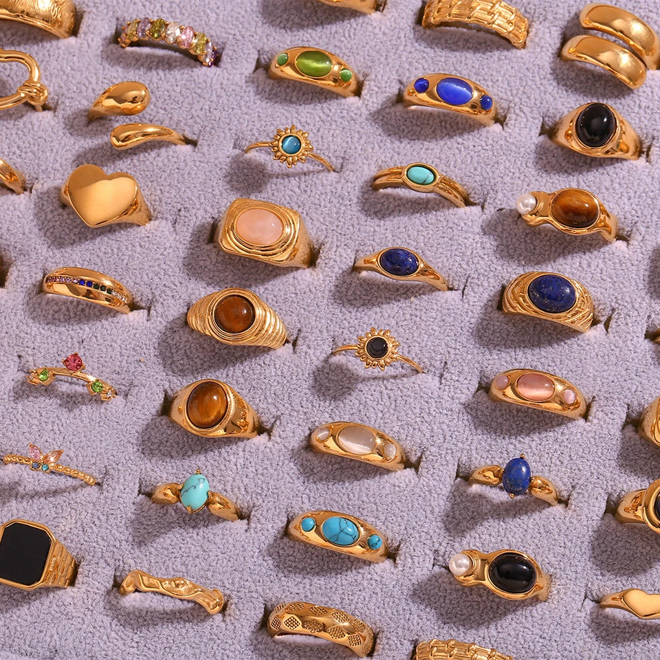 Mujeres Niña Chapado en Oro Grueso Anillo Apilable Nudillo Midi Acero Inoxidable Regalo Foto 3 de 4