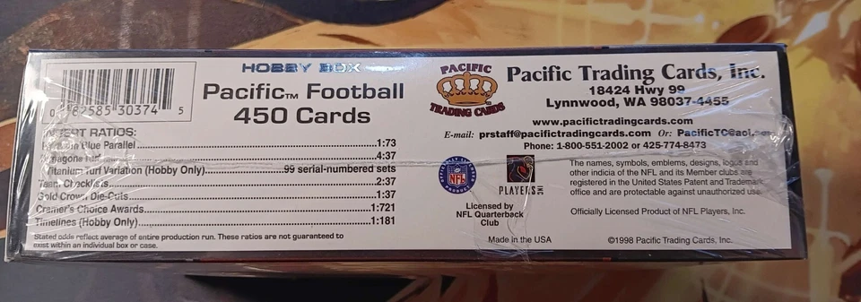 1998 PACIFIC NFL Football Hobbybox Factory Sealed 36 packs - Image 2 of 4