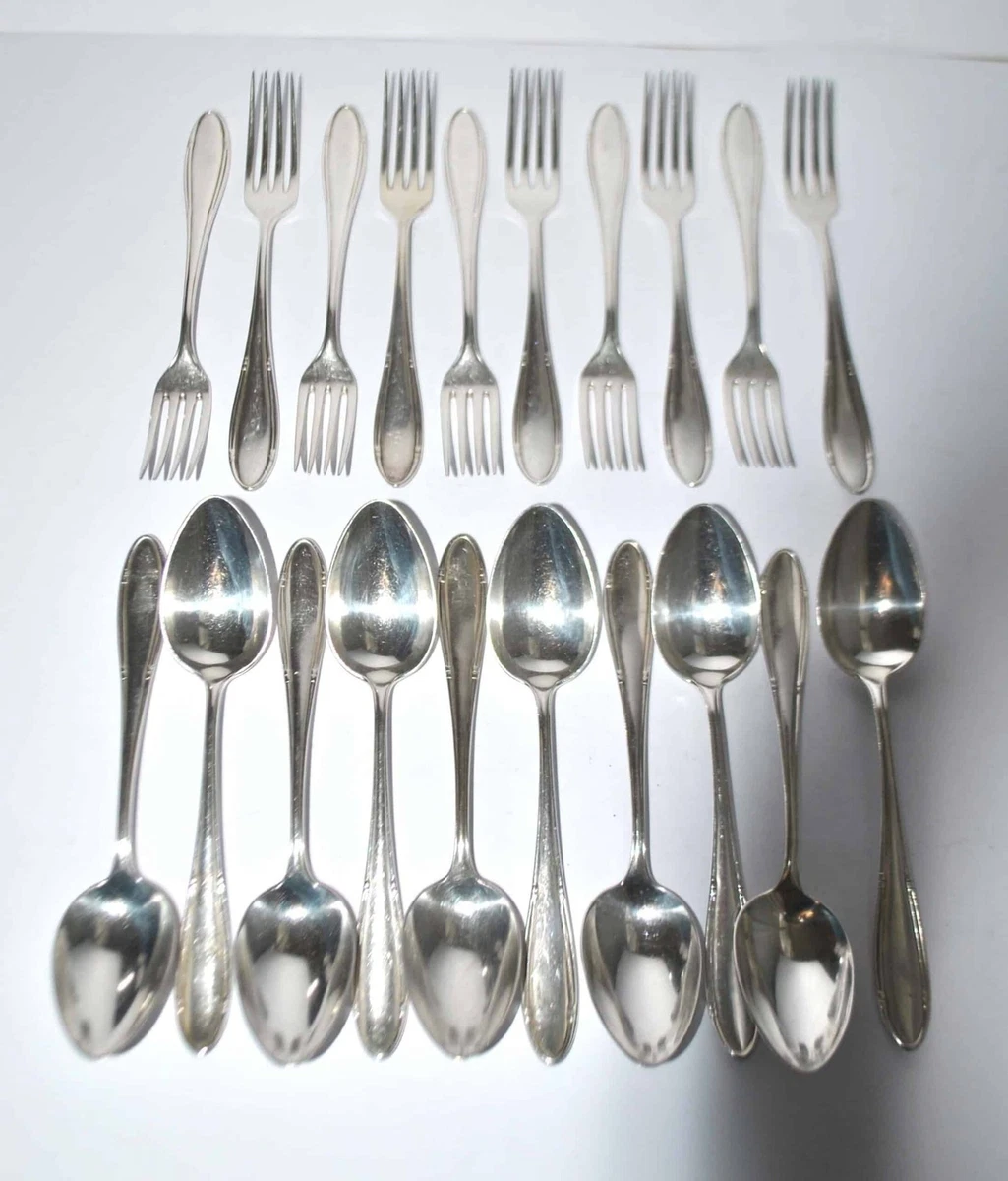 DEETJEN Lot 20 couverts moderniste 10 fourchette + 10 cuillère en Métal argenté