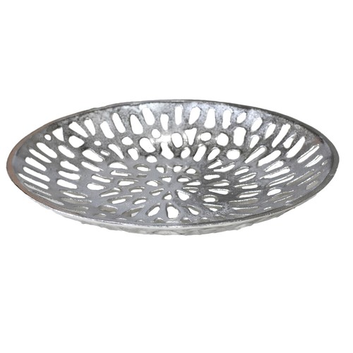 Handgefertigtes dekoratives silberfarben beschichtetes Aluminium Tablett 5,51 x 5,51 x 1,37 Zoll - Bild 6 von 9
