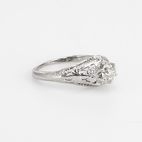 Vintage Art Deco Diamond Engagement Ring 14k Gold Filigree Mine Cut Jewelry - Picture 3 of 7