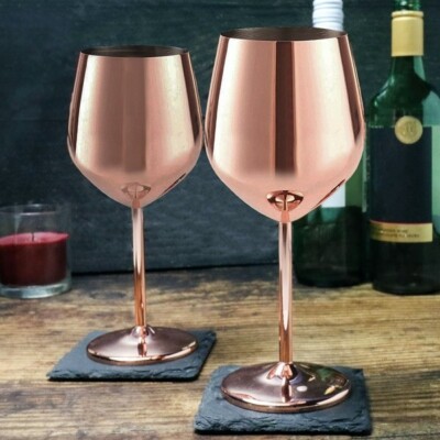 Copper Finish Wine Glasses - Set of 2 | M&W | eBay