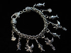 Fishing Theme Charm Bracelet Silver Pewter Charms 8" Interchangeable Fisherman