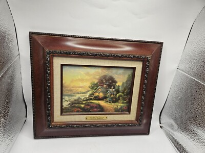 A New Day Dawning Canvas Painting by Thomas Kinkade in 12x10 Brown Frame and COA