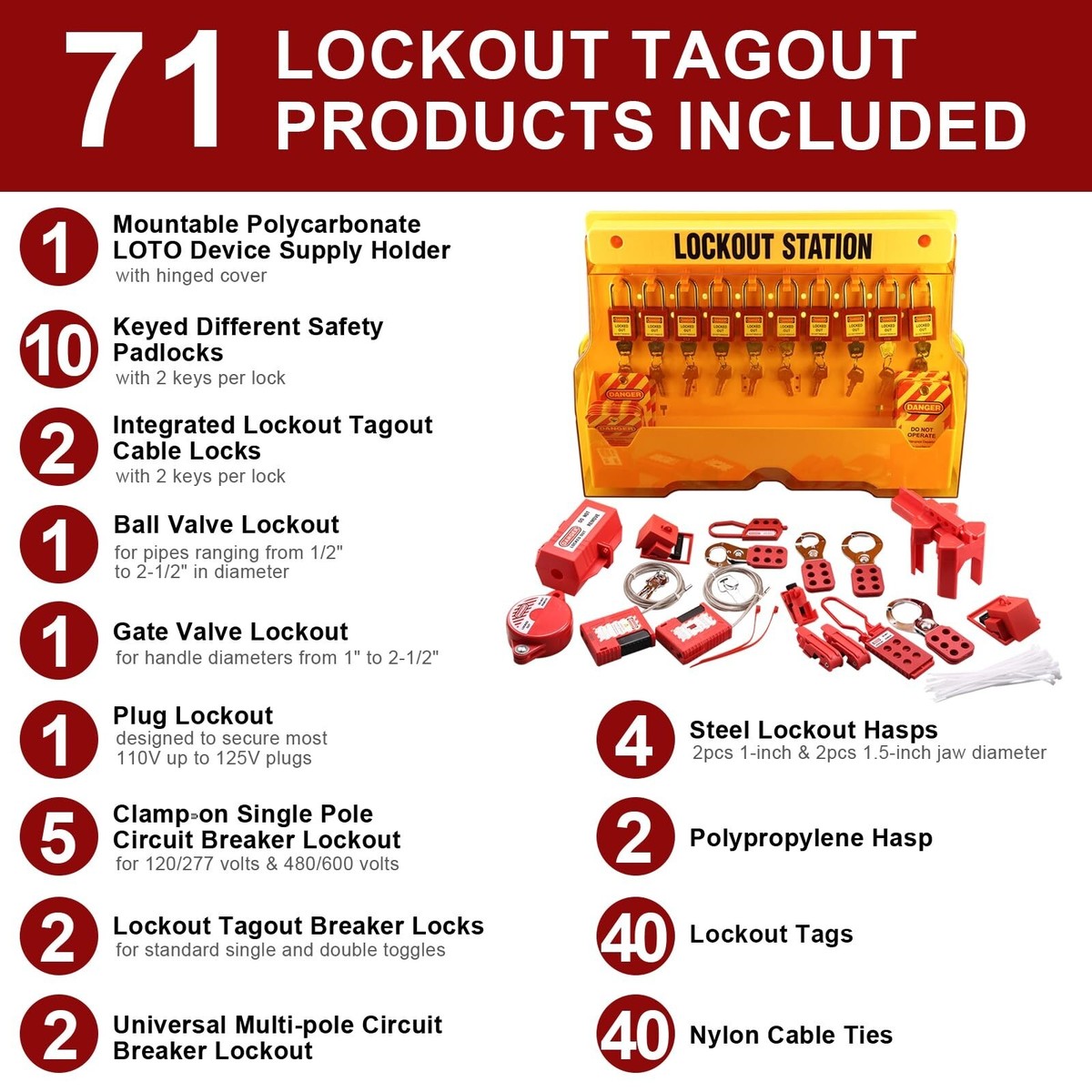 Stazione Di Lockout Tagout Con Coperchio - Kit Con 10 Lucchetti E Cartellini, Per Sicurezza In Fabbrica