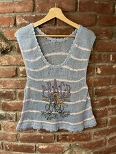 Vintage Striped Knit Vest M Reggae Rider Peace Summer Bloquette As Is