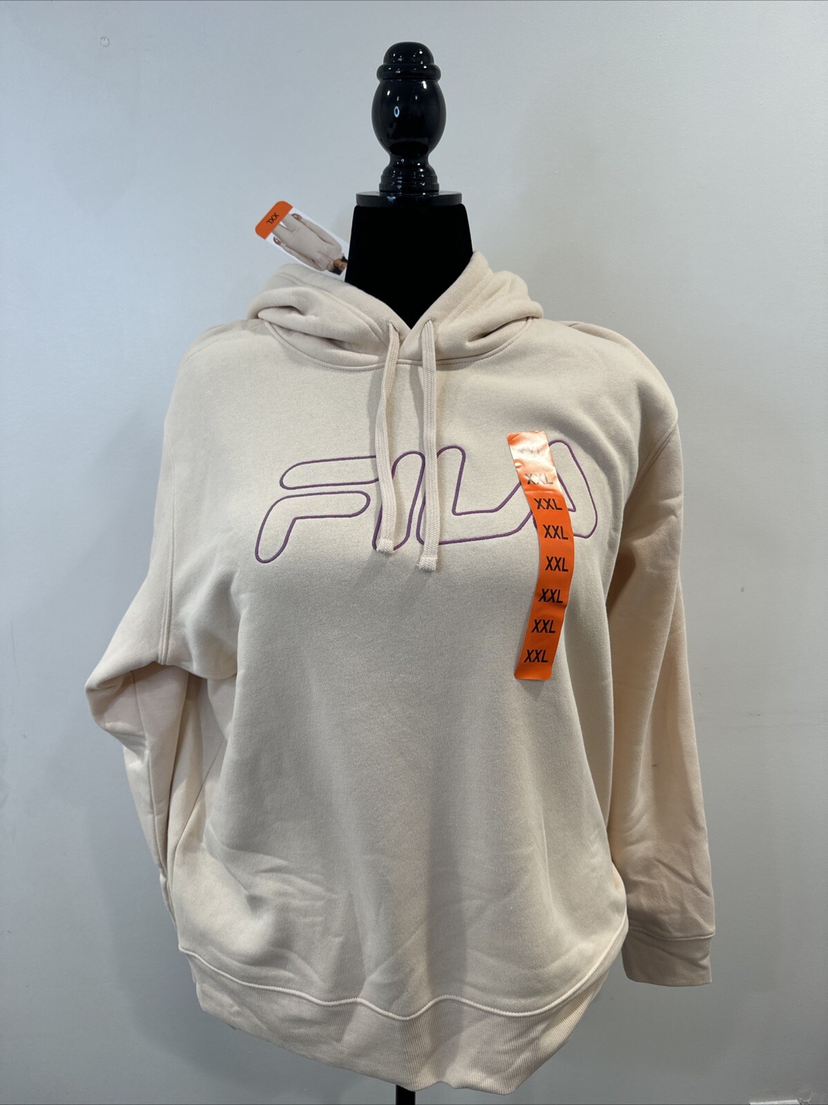 Felpa con cappuccio Fila donna maglione pile peso medio logo (XX Large dollaro sabbia) NUOVO