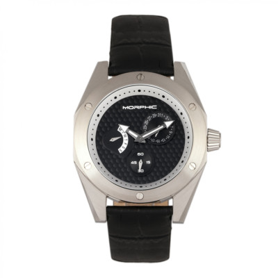 Morphic M46 Serie Nero Pelle Argento Orologio da Uomo con Data MPH4602 |  eBay
