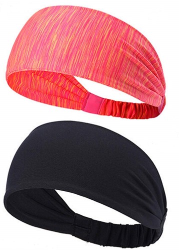 2 Pcs Unisex Sweatband Headband Set–Stretch Sports Bands for Yoga, Gym, Running - Picture 8 of 23