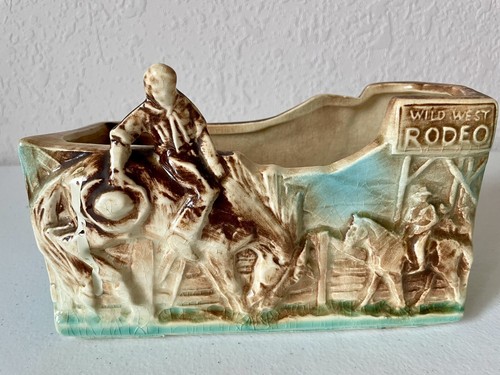 McCoy 1956 WILD WEST Rare #781 RODEO COWBOY PLANTER - Mirror Stamped 7 3/4” x 4”