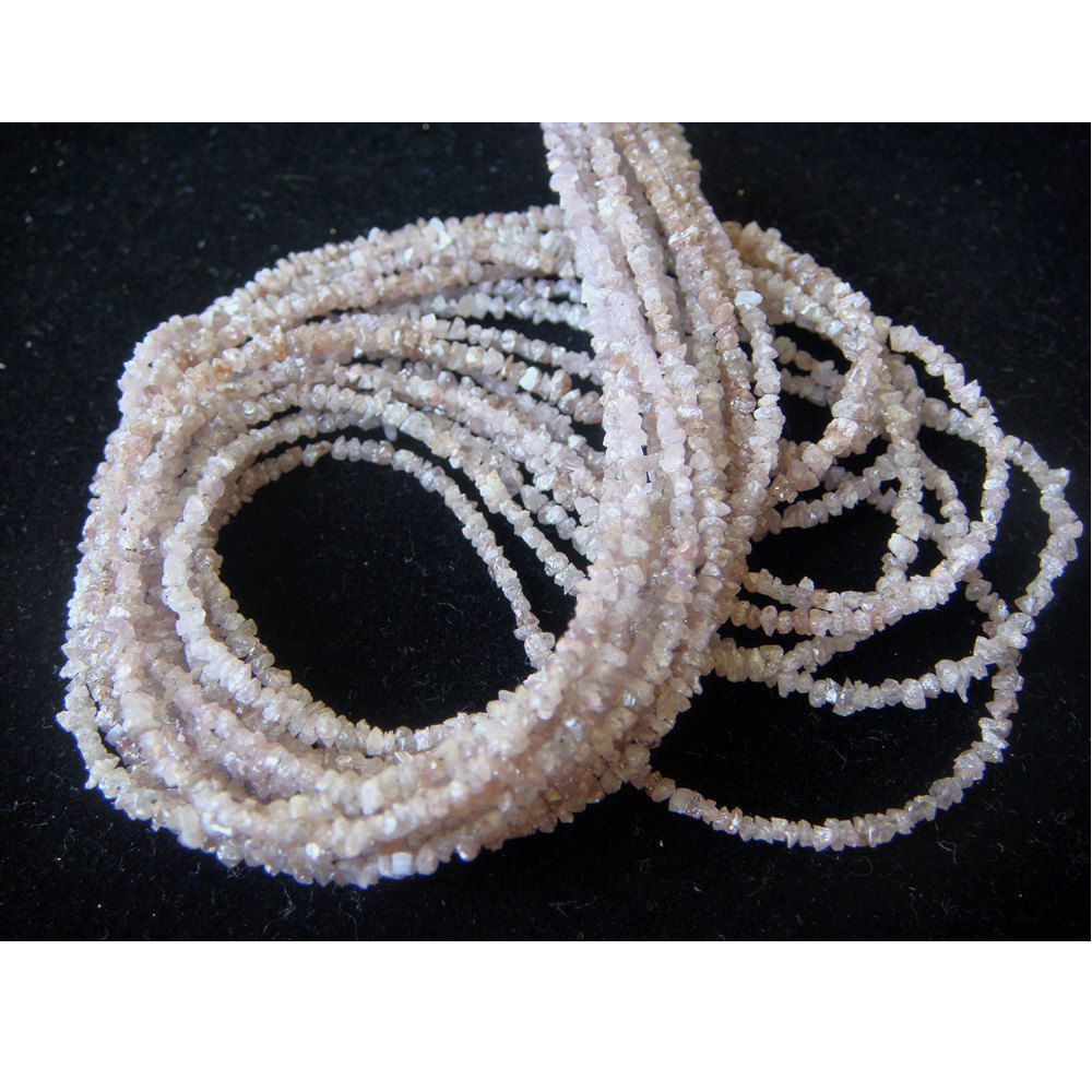 ct natural Pink Diamond raw rough uncut diamond beads 16'' necklace  NR00