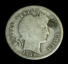 1907 barber silver dime FREE SHIPPING (B333)