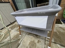 You & Me Bedside Crib – Grey, Excellent Condition, Mesh Sides & Storage