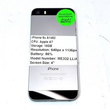 Apple iPhone 5s A1453 16GB ME332 LL/A Unlocked Smartphone 86% Battery Pre-owned