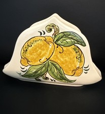 Tuscany Italy Italian Pottery Lemons Napkin Holder New Art Hand Painted Signed