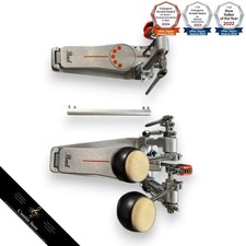 Pearl Aluminum Twin Pedal Drum Double Bass Pedal Silver/Orange