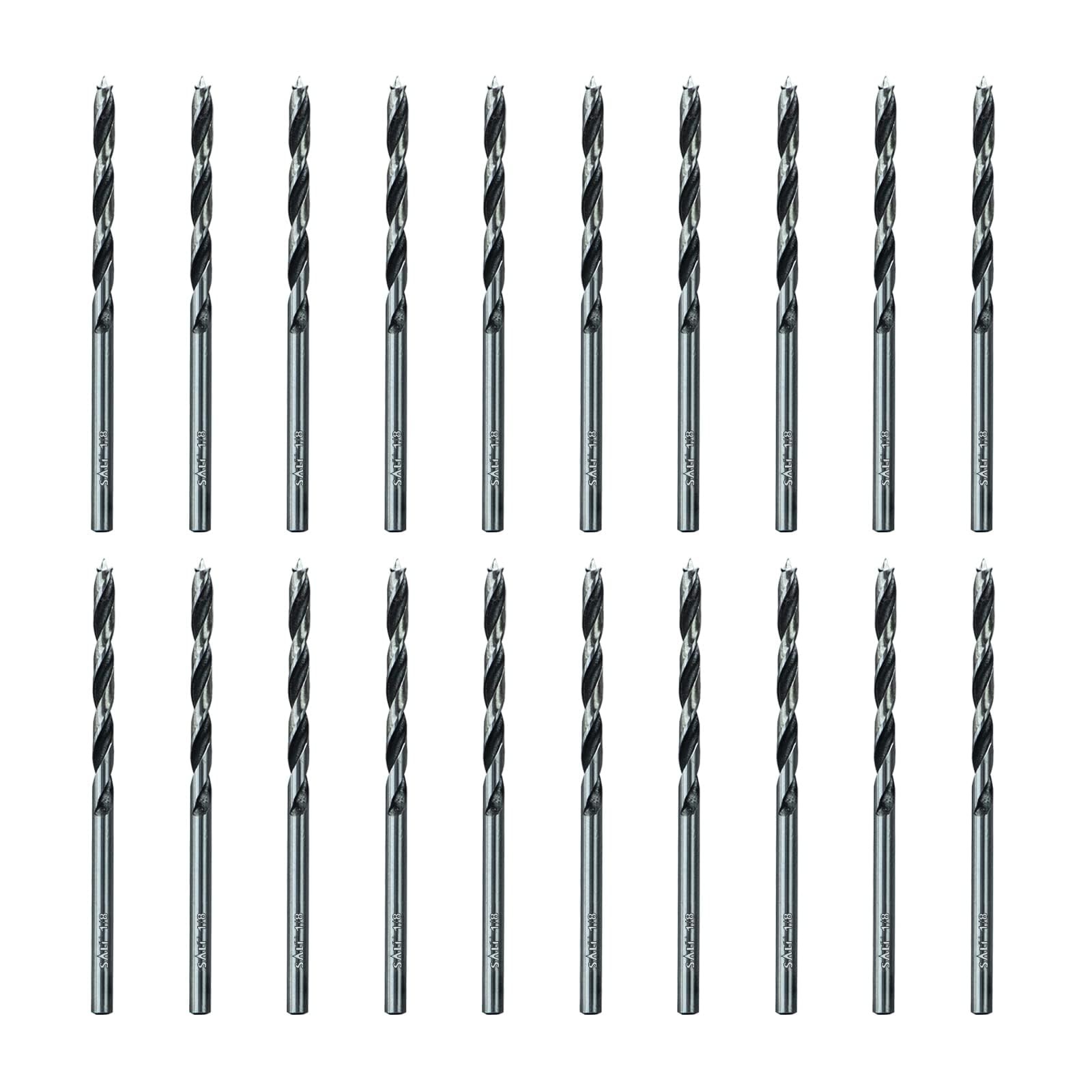 Mèches à bois 3mm anti-fendage en acier au carbone pour pré-trous réussis, 20 pièces