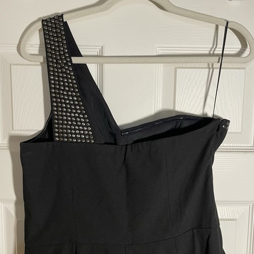 GUESS Jet Black Studded One Shoulder Pant Romper Jumpsuit Women’s Size 12 - Picture 10 of 17